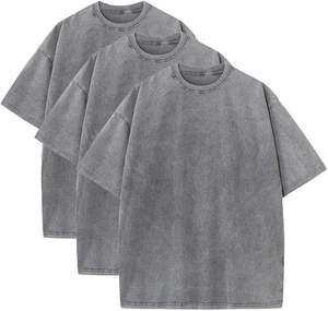 T-shirts d'été en coton lourd surdimensionné T-shirt vintage coupe ample à manches courtes T-shirt décontracté pour hommes - Product Image 6