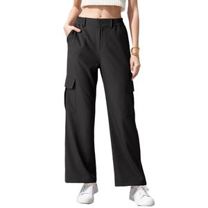 Pantalon cargo baggy en coton de qualité supérieure Streetwear à six poches pour femmes Pantalon confortable à taille haute personnalisé - Product Image 1