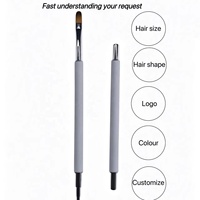 Nouveau Pinceau à ongles double-embout personnalisable avec logo, manche métallique, virole sertie, pour liner et gel UV 3D, pour nail art