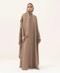 Abaya Eid Baju Musulmane Modeste Simple Naturelle Afghane Burkha Abayas à la Mode Khimar Hijab avec Poche Imprimée Robe Abaya en Gros - Product Image 4