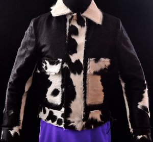 แจ็คเก็ตหนังวัวสำหรับผู้ชายแจ็คเก็ตหนังพิมพ์ลายวัว - Product Image 2