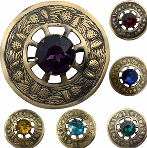 Écossais Highland Kilt Fly Plaid Broche Chardon Design Antique Nouveau 3 "Thistle Pins Broches - Product Image 3