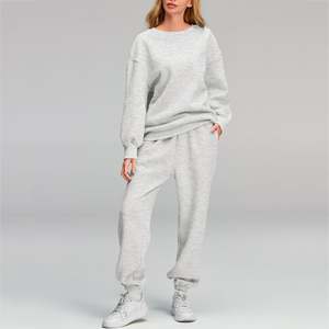Vêtements pour femmes Ensemble deux pièces Conjunto De Mujer Jogging Survêtements pleine longueur Sweat à col rond Ensemble à capuche pour femmes - Product Image 3