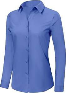 Camisas de Vestir de Oficina para Mujer, Estilo Vintage, Casuales, de Verano, de Algodón, Manga Larga, Lisas, con Botones, Blusa - Product Image 2