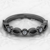 Hochwertiger massiver 925er Silber 2x4mm Marquise Halb-Eternity-Ringfassung für Zirkonia, Harz, Asche, Muttermilch – DIY-Schmuck