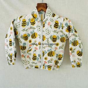 Chaqueta Acolchada de Algodón Vintage Hecha a Mano para Niños, Chaqueta Acolchada de Algodón Vintage Jaipuri de Manga Larga para Niños - Product Image 5