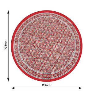 Blocks of India 180cm <b>Round</b> 100% Cotton Hand Block Printed <b>Tablecloth</b> Design No.8 - Product Image 6