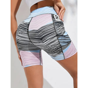 Ceinture large élastique de conception de poche latérale toutes saisons à haute élasticité, short de yoga de forme physique pour femmes - Product Image 4