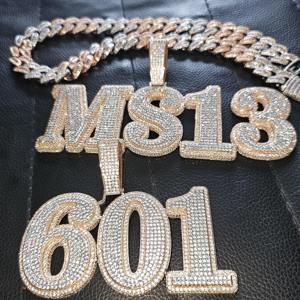 Collar con Colgante de Letra Personalizada, Chapado en Oro de Dos Tonos, con Diamantes de Moissanita VVS, Plata 925, Estilo Iced Out, para Hombre, de la India, Gran Venta - Product Image 6