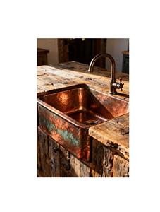 อ่างล้างจานทองแดงคุณภาพสูง ออกแบบสำหรับตู้ครัวแบบสั่งทำพิเศษ พร้อมการตกแต่งด้วยงานฝีมือและพื้นผิวที่หรูหรา - Product Image 2