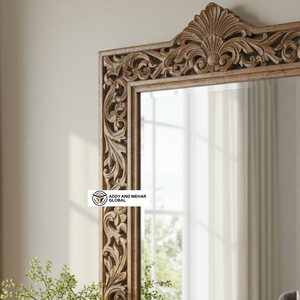 Espejo de Pared Tallado Art Deco de Madera Maciza de Lujo, Hecho a Mano, Ecológico, Decoración para el Hogar y Bodas - Product Image 6