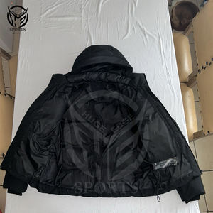 แจ็คเก็ตขนเป็ดผ้าฝ้ายมีฮู้ดสำหรับผู้ชายเสื้อครอปซิปโลโก้ออกแบบได้ตามต้องการสำหรับฤดูหนาว - Product Image 4