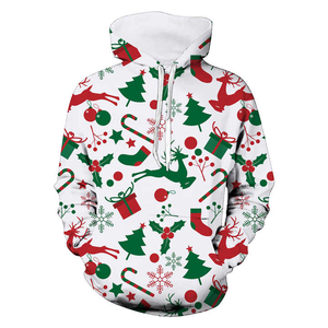 Sweat-shirts à capuche pour hommes en polyester thermique, impression numérique personnalisée, sweats de Noël moches verts, sweats à fermeture éclair intégrale personnalisés - Product Image 5