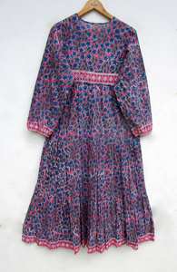 100% à la mode coton motif fleuri conception imprimé maxi robe avec taille personnalisée tenue décontractée pour les femmes portant des articles ensembles - Product Image 2