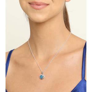 Collier pendentif cœur bleu ciel pour femmes et filles - Argent sterling 925 plaqué rhodium avec technologie d'incrustation de zircone suisse - Product Image 4