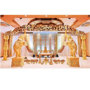 Toile de fond décorative traditionnelle de scène de mariage sud-indien et sri lankais thème éléphant élégant pour les décorations de fête - Product Image 1