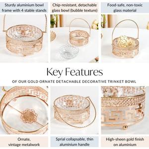 แท่นวางช็อคโกแลตดีไซน์สวยที่สุดทรงกลมพร้อมแท่นวางช็อคโกแลตขัดเงาสีทองสำหรับเสิร์ฟช็อกโกแลตและเสิร์ฟของหวาน - Product Image 4