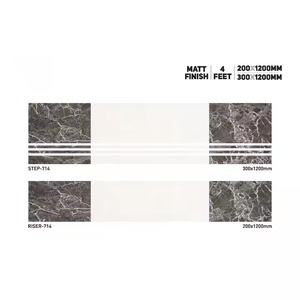 Vistaar Acabado Mate 48x12 48x8 GVT Porcelana Antideslizante Escalón Elevador Azulejos 11mm Mármol Negro Verde - Product Image 4