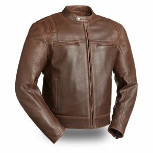 แจ็คเก็ตหนังแท้สั่งทำพิเศษสำหรับผู้ชาย พร้อมซิปเต็มตัว ซับในนุ่ม ทรงทันสมัย รับผลิตแบบ OEM แจ็คเก็ตหนังสำหรับผู้ชาย - Product Image 3