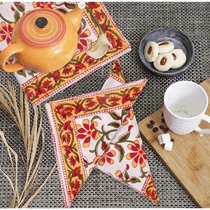 BLOCS d'INDE Bloc de Main Imprimé Serviette de Table en Coton Couleur 1 Serviettes et Accessoires - Product Image 4