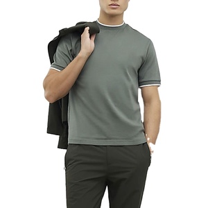 T-Shirt Unisex Slim Fit Heavyweight High Quality Material Ribs <b>Arms</b> Comfortable Design Screen Print Logo Blank Summer T-Shirt - Product Image 2