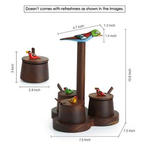 The Perched Family Jar Set With Tray & Spoons In Sheesham Wood Wooden Serving Spoon Wooden Tray Best Cruet <b>Pot</b> for Your Home - Product Image 6