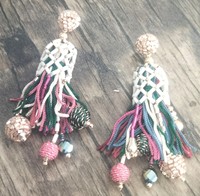 Boucles d'oreilles tendance en perles et raphia, alliage de haute qualité, bijoux bohèmes pour femmes