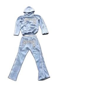 Ensemble de survêtements en molleton de coton épais et respirant, écologique, avec impression graphique personnalisée, coupe oversize - Product Image 2