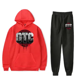 Pull à capuche en polaire épais pour l'hiver et l'automne pour hommes, tenue de sport décontractée, ensemble deux pièces pour hommes - Product Image 1
