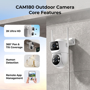 Caméra de sécurité extérieure à double objectif 2K, une caméra deux vues, 360° °   Caméra PTZ avec projecteur, vision nocturne couleur, suivi automatique des personnes par IA - Product Image 3