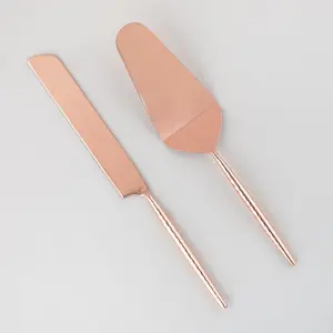 Wedding Cake Cutting Server With Wooden Handle, Golden Stainless Steel <b>Dessert</b> Serving <b>Tool</b> for Bride Groom Party Events - Product Image 3