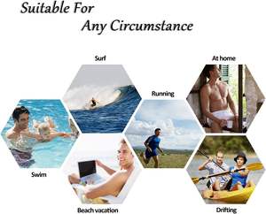 ชุดว่ายน้ำสีทึบมีกระเป๋าแบบมีซิปกางเกงสามส่วนผ้าตาข่ายกางเกงขาสั้นชายหาดยุโรปและอเมริกาจัดส่งแบบ DP - Product Image 5