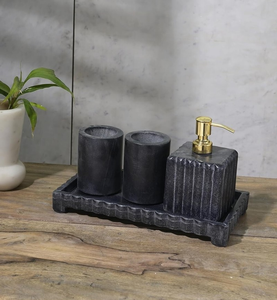 Distributeur de brosses à dents en marbre Ensemble de porte-savon Ensemble d'accessoires de quincaillerie avec logo personnalisé pour la maison ou l'hôtel - Product Image 1