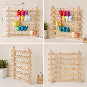 Wood Thread Spool Rack 5 Tier <b>Wall</b> <b>Hanging</b> Minimalist <b>Storage</b> Holder for Sewing Supplies Wooden Sewing Thread Rack - Product Image 5