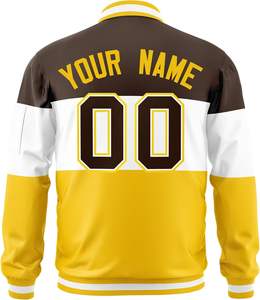 Veste universitaire à fermeture éclair OEM avec corps en laine et manches en PU Logos personnalisés disponibles pour les commandes scolaires et à la mode - Product Image 2