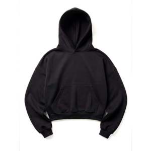 Z25 Cropped Hoodie Midnight Black 530GSM Organic <b>Brushed</b> Jersey Fleece-<b>back</b> XS 3D Embroidery Enzyme Washed Crocheted Applique - Product Image 3