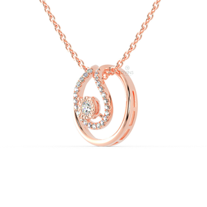 Collier pendentif en or rose pour femme avec cercle en or blanc et diamant clouté en cristal comme pierre principale - Product Image 2