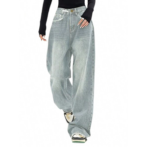 Nuevos Jeans de Mujer a Medida, Talle Medio, Talla Grande, Corte Regular, 100% Algodón, Pantalones con Múltiples Bolsillos, Lavado Desteñido, Diseño Casual de Lujo - Product Image 5