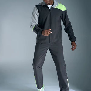 Conjunto de chándal cortavientos de poliéster de nailon transpirable de invierno de alta calidad, ropa deportiva con cremallera personalizada para correr para hombres - Product Image 3