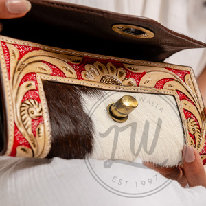 Bolso de mano de cuero de piel de estilo occidental para mujer, nuevo diseño, monedero colorido con herramientas, bolsos de hombro - Product Image 5