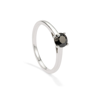 Bague en argent sterling plaqué rhodium avec diamant noir 0,70 ct VVS1, topaze naturelle taille géométrique - Product Image 1