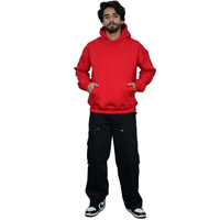 2025 haute qualité en gros unisexe coton/Polyester polaire solide couleur rouge pull à capuche Logo personnalisé noir hommes à capuche