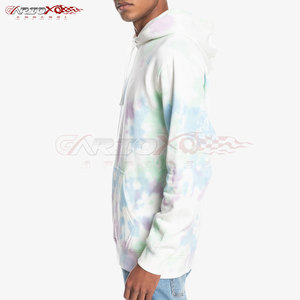 Sweat à capuche d'hiver tie dye pour hommes tissu polaire personnalisable couleur Logo élégant cordon de serrage capuche décontracté Streetwear coupe régulière poche - Product Image 2