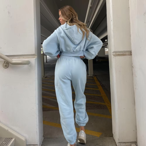 Ventes en gros de costumes de détente pour femmes en molleton doublé de tissu éponge à manches longues et à capuche, ensembles de deux pièces et pantalons - Product Image 4