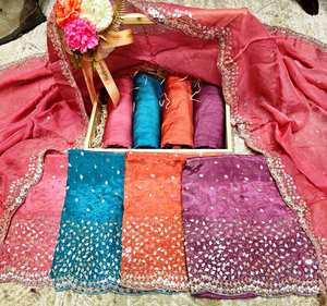 Modern Designer Unstitched Hand Embroidered Indian Fashion-Forward Party Wear <b>Suits</b> for Women for Traditional Style Parties - Product Image 3