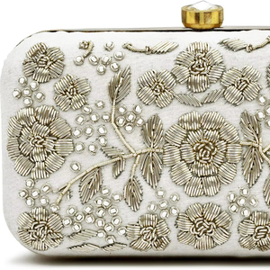 Embroidery Trendy Clutch Bag Beaded Intricate Design Artisanal Floral Hand-<b>stitched</b> Multicolor Small Beads Party Unisex - Product Image 1