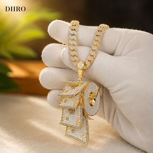 Yellow Gold Plated <b>Cross</b> Shape Freshwater Pearl & Moissanite Hip Hop Style Men's Charm <b>Pendant</b> - Product Image 1