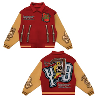 Blouson universitaire noir unisexe personnalisable avec broderies chenille de haute qualité, style bomber d'hiver, logo frontal