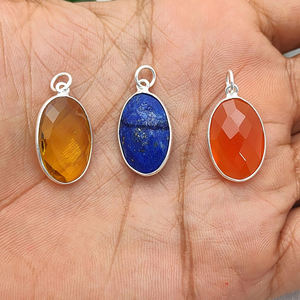 Pendentif en argent Sterling 925 fait à la main Citrine ovale Briolette or Vermeil lunette ensemble bijoux plaqué rhodium en gros disponible - Product Image 5