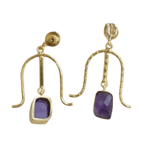 Boucles d'oreilles pendantes en laiton naturel, pierre semi-précieuse naturelle de qualité supérieure, laiton plaqué rhodium, pièce tendance, vente en gros - Product Image 5